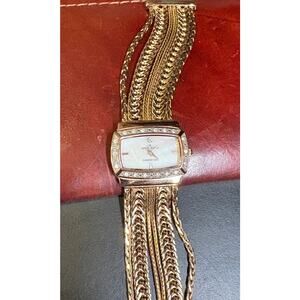 Women's 30mm Rose Gold Tone Anne Klein Watch, Crystal Accents, MOP Face